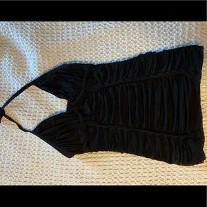 MODA black mesh lined halter tank top